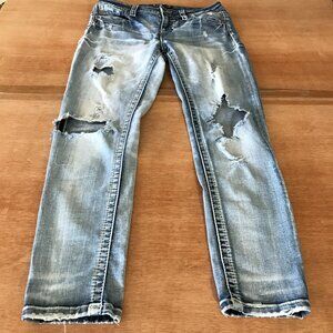 Miss Me Ankle Skinny Jeans Women 28 Blue Mid Rise Distressed Destroyed 17389